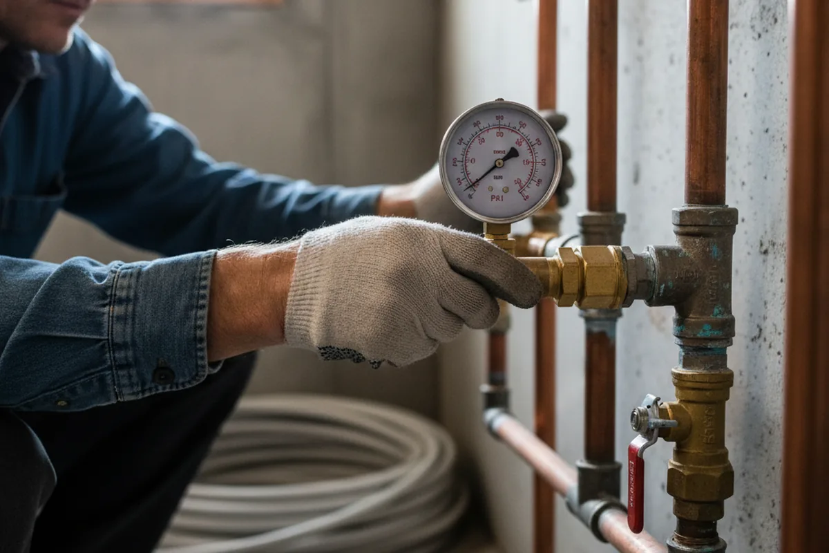 Pressure testing a repaired line during Water Line Repair in Forestburg